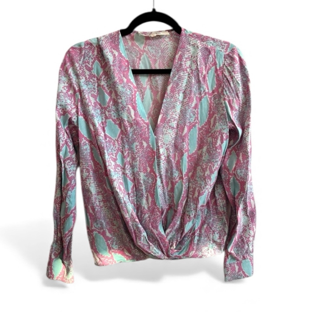 DIANE VON FURSTENBERG Marci Blouse Sea Python Crest Print Size 0